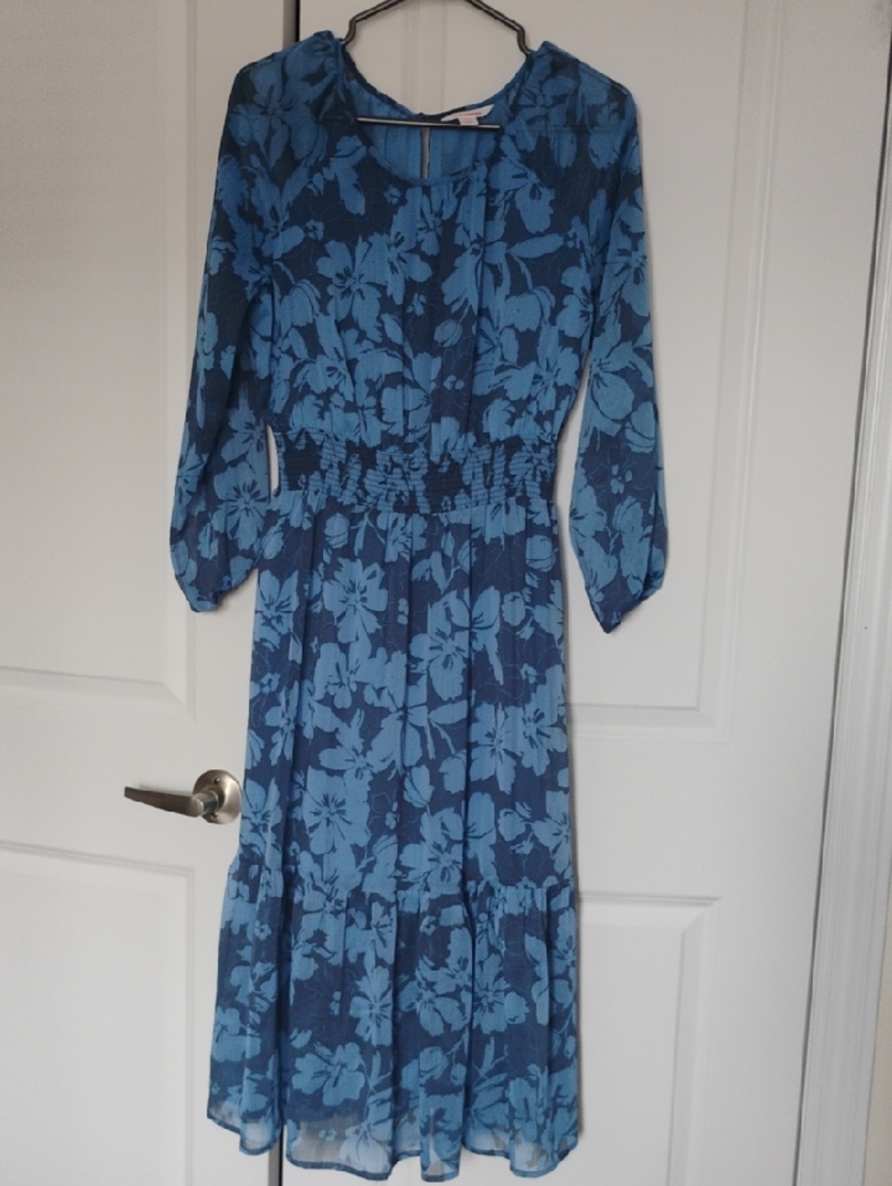 Joe Fresh Navy and Light Blue Floral Midi Dress
